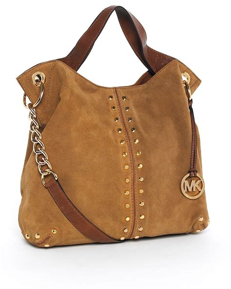 michael kors brown leather handbags|Michael Kors brown suede purse.